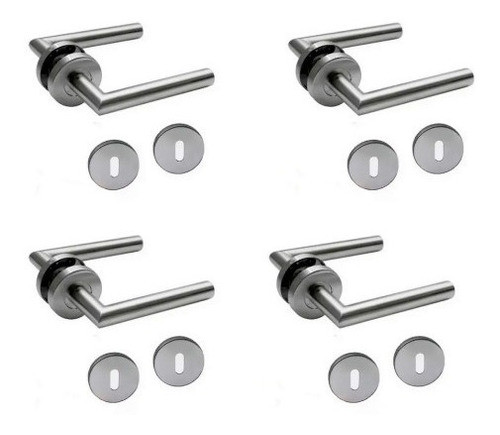 Manija Puerta Acero Inox Toshi Doble Reforza Picaporte Combo 0