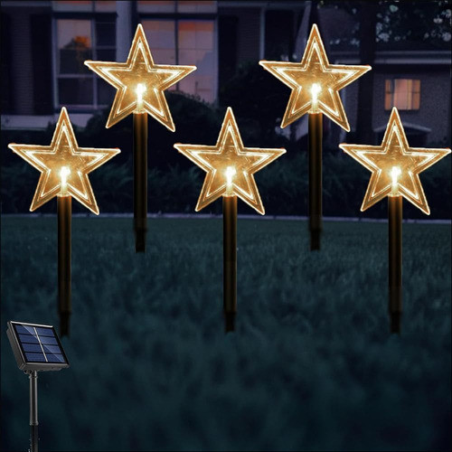 Luces Solares De Camino De Navidad, Paquete De 5 Luces De Es 1