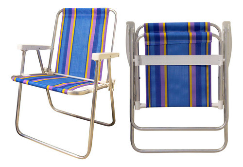 Silla Playa Alta Aluminio Mor A Rayas De Colores 0