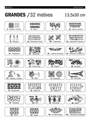 Stencil Eq Arte Grande 13.5 X 30 - Abecedario Minúscula (41) 1