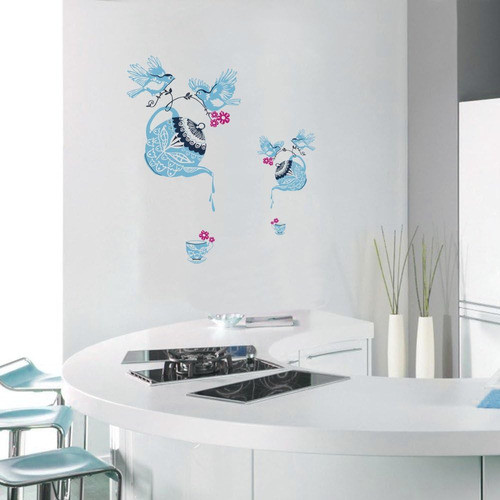 Calcomanías De Tazas De Tetera Azul Claro, Pegatinas D... 1