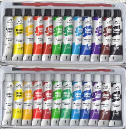 12 Pomos Pintura P/ Vidrio Bomeijia. Exelente Calidad. Caja 1