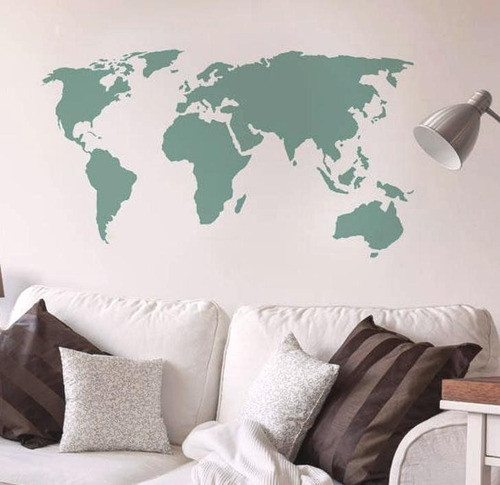 Stencils Decorativo Mapa Mundi 30cm X 40cm Pared Deco 0