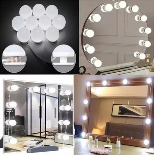 Luces Led Usb P/espejo Camarin 10 Focos Maquillaje Adhesivas 1