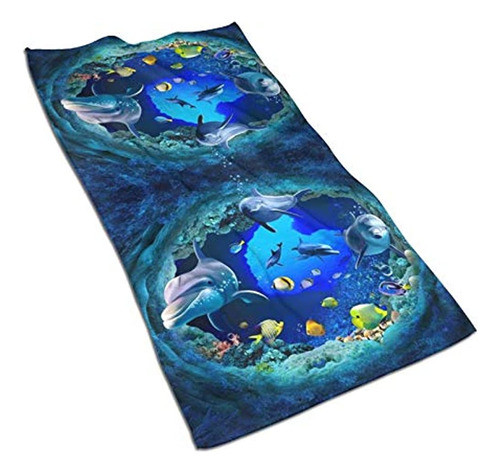 ~? Dujiea Blue Ocean Dolphin Toalla De Cocina De Mar Profund 1