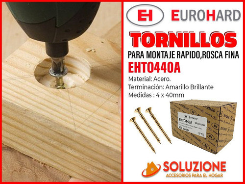 Tornillos 4mm X 40mm X 500 Unidades Eurohard Amarillo 1