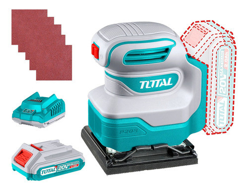 Lijadora Orbital Total 10x11cm Inalámbrica 20v +1 Batería - 0