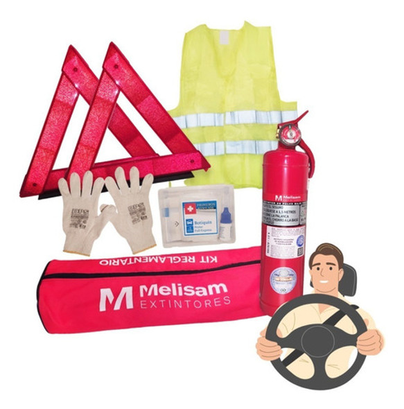 Kit De Seguridad Auto Premium Matafuego Chaleco Vtv 6 En 1 0