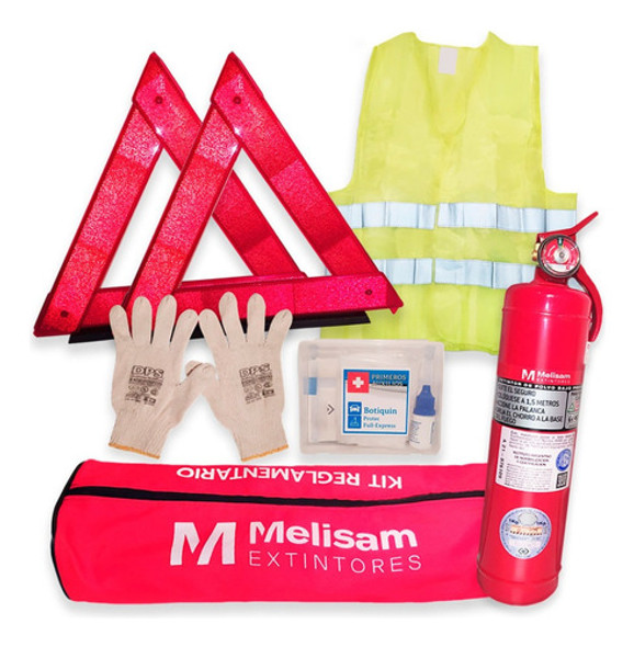 Kit De Seguridad Auto Premium Matafuego Chaleco Vtv 6 En 1 1