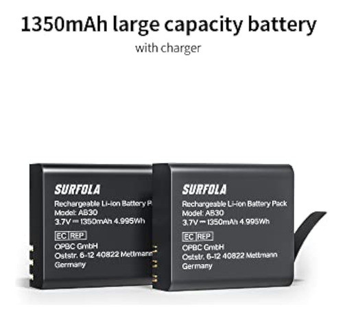 Surfola Paquete De Baterías De Cámara De Acción, 1