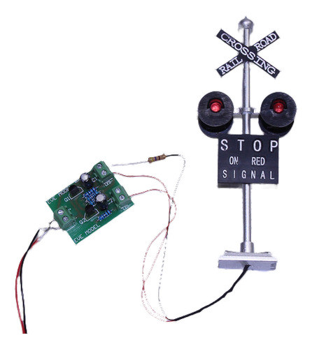 1 Lote Ho Escala Cruce De Ferrocarril Señal 4 Cabezas Led He 0