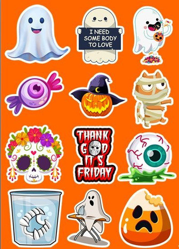 Stickers Hallowen 1 (resistentes Al Agua) X 12 U 0
