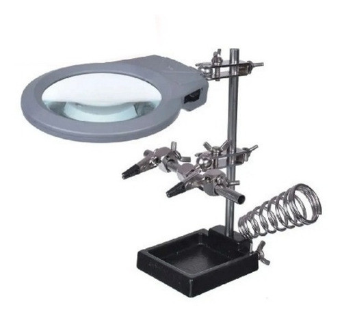 Lupa Soporte Plaqueta Luz Led Apoya Soldador 2xaaa Spp250 1