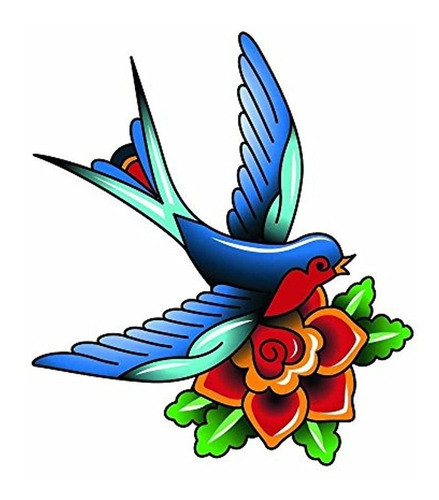 Love Pajaro Tatuaje Art  Full Color De Vinilo Calcomania P 0