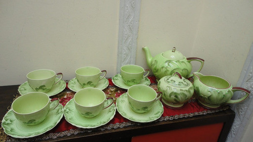 Juego De Te Ingles Antiguo Pintado A Mano Completo Miralo 0