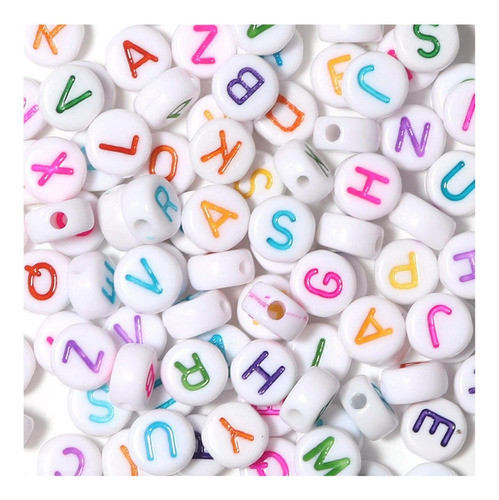 Cuentas Con Letras 7mm X 100 Unidades Diseño Acrílico 0