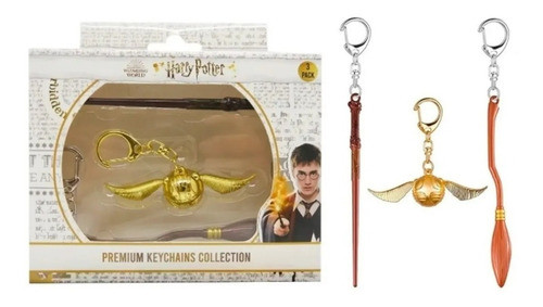 Harry Potter Pack X3 Llaveros Metal Premium Snitch Dorada 0