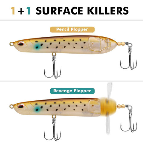 Señuelos Pesca Doble Cola Giratoria Flotante Anzuelo 3 Punta 1