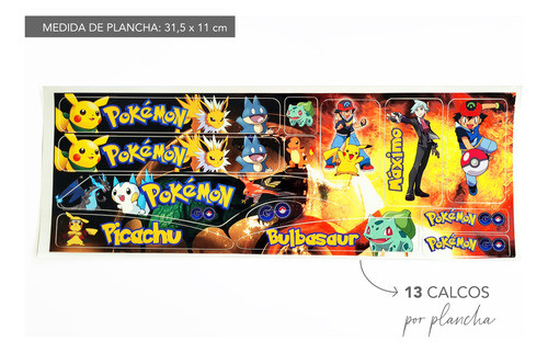 Plancha Kit De Calcomanías Para Bicicletas Similar Pokemon 2 1