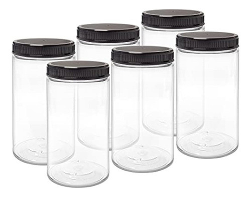 Ljdeals Frascos De Plástico Transparente De 32 Oz Con Tapas, 1