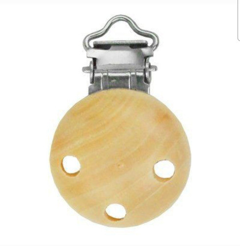 Broche De Madera Redondo Circular Importado Porta Chupete X5 1