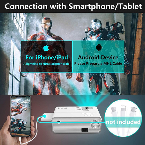 Smonet - Mini Proyector, Proyector De Pelcula Porttil 1080p, 1