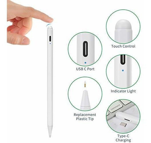 Stylus Pen Lapiz Optico Para iPad 10.2 Carga Usb-c Blanca 1