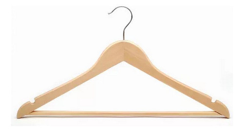 Pack 10 Perchas Madera Natural Lustrada Antideslizante Hotel 1