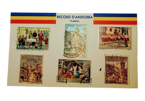 Lote 6 Estampillas Andorra En Tarjeta   Record D´ Andorra 0