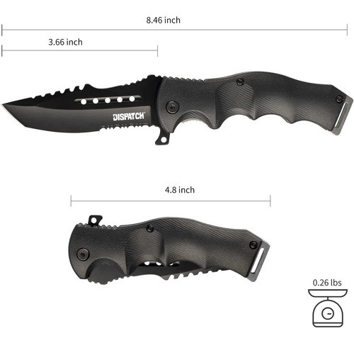 Cuchillo Navaja Plegable De Bolsillo Negro / Dispatch 1