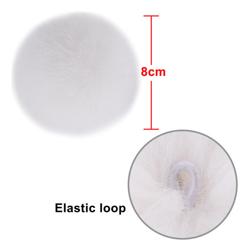 Pompones De Piel De Conejo Sintetica 8cm 40u Blancos 1
