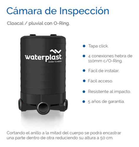 Cámara De Inspección Cloacal 110 Mm 3 Entradas Waterplast 1