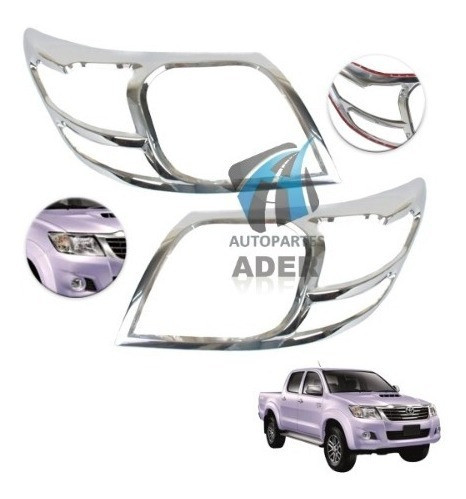 Mascara Cromada Faros X2 Delanteros Optica Hilux 2012 A 2015 1