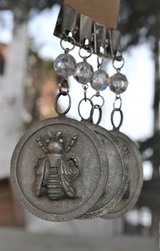 4 Pesas Sujeta Mantel Abeja Metal Plata Envejecido 270gr 0