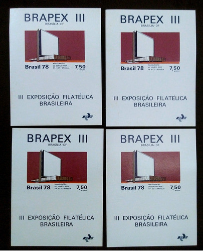 4 Selos Bloco Comemorativo Brapex Iii Brasil 78 Perfeitos 0