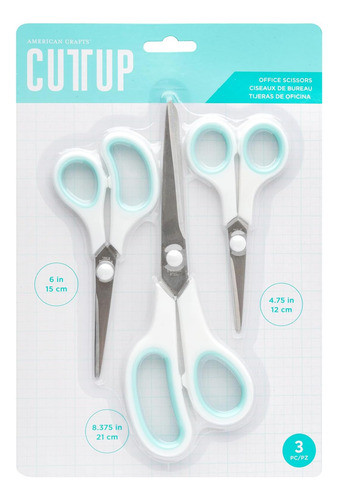 American Crafts Tijeras Oficina Blancas, Paquete 3 Corte, 0