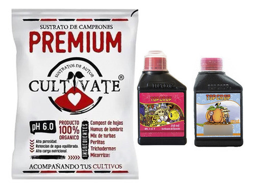 Sustrato Cultivate Premium 25lt Con Top Crop Bloom Bud 250ml 0