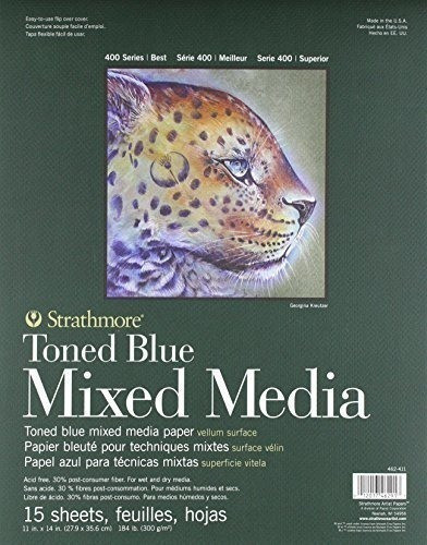 Strathmore 400 Series Toned Blue Mix Media Pad 11x14 Con Peg 0