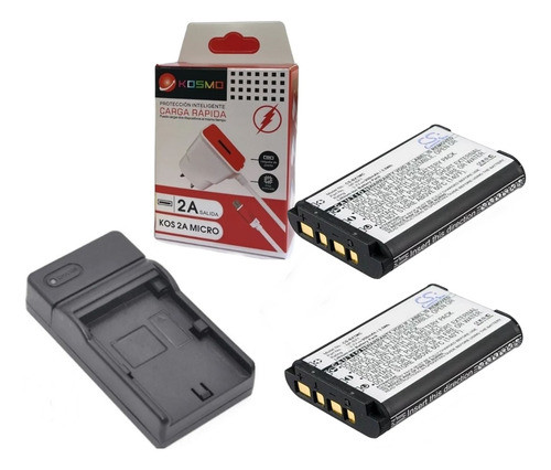 Cargador Usb + 2 Baterías Tipo Sony Np-bx1 + Fuente Kosmo 2a 0