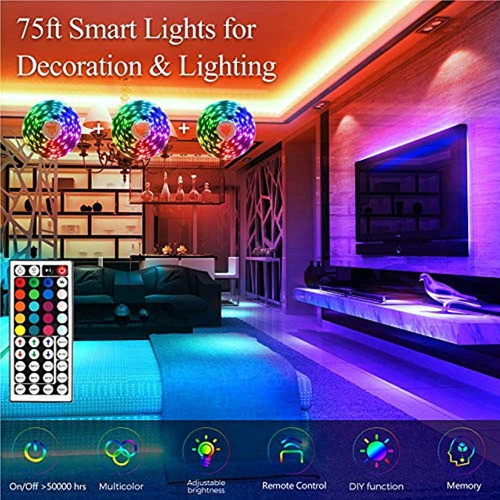Luces Led Qzyl De 75 Pies Para Dormitorio, Tiras De Luces Le 1