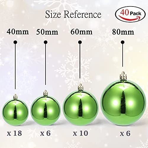 40 Bolas Para Arbol De Navidad Ams 4 Tamaños - Verde 1