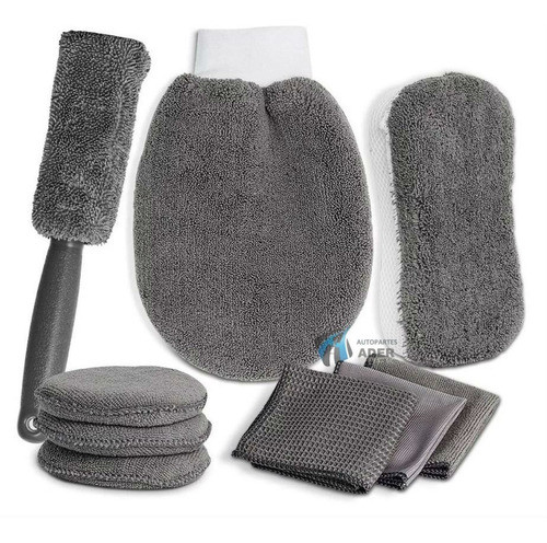Kit 9 En 1 Paños Microfibra Limpieza Auto Detailing Moto 0