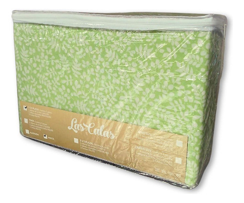 Sabana 1 Plaza Y Media Percal 150 Hilos Las Calas Verde Flor 0