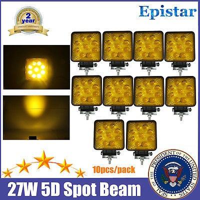 10 X Trabajo Del Led 27w Luz Ámbar 5d Lente Offroad Niebla C 0