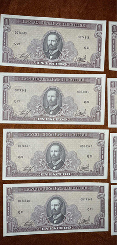 Billete Chile 1 Escudo 1964 Lote 8 Billetes Correlativos S/c 1