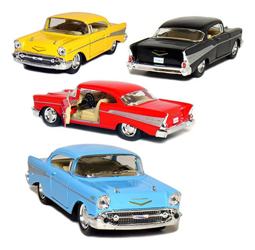 Kinsmart Juego De 4:  Chevy Bel Air Coupe Escala 1:40 (negr. 0