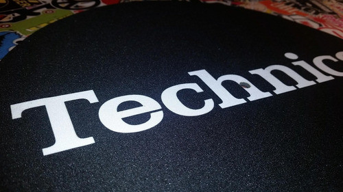 1 Technics Negro Letra Blanca Slipmat Paño Bandejas Latex 1