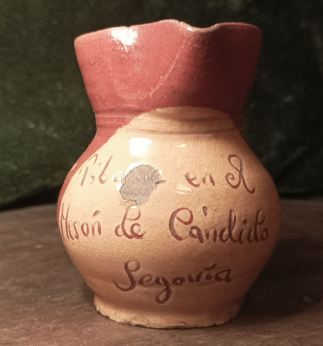 Antigua Jarra Barro Recuerdo Meson De Cándido Segovia España 0