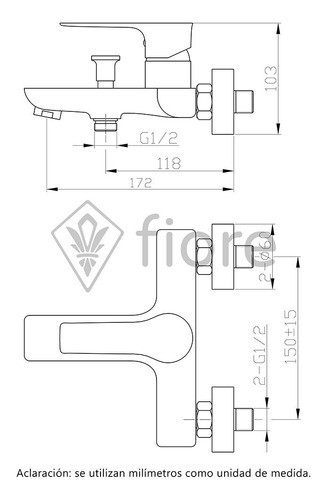 Grifería Ducha Monocomando Negro Turin - Fiore 1