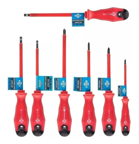 Kit De 7 Destornillador Aislado +  3 Pinza 1000 V  Bulit 1